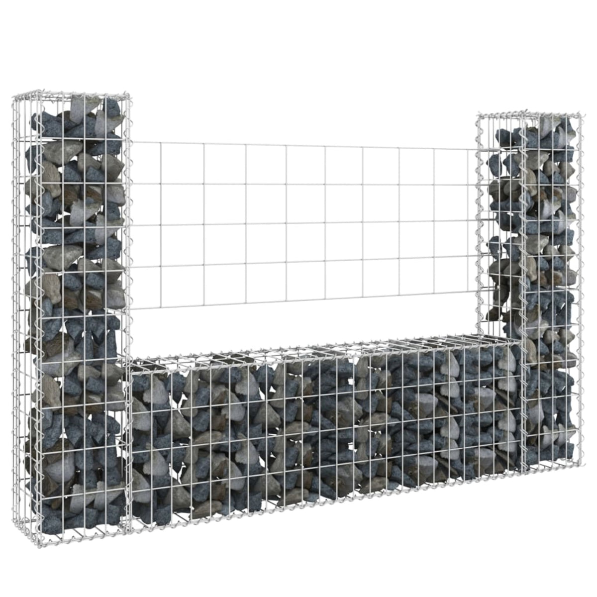 Vidaxl U-Shape Gabion Basket With 2 Posts Iron 55.1'X7.9'X39.4'