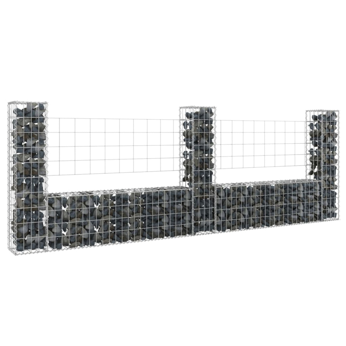 Vidaxl U-Shape Gabion Basket With 3 Posts Iron 102.4'X7.9'X39.4'