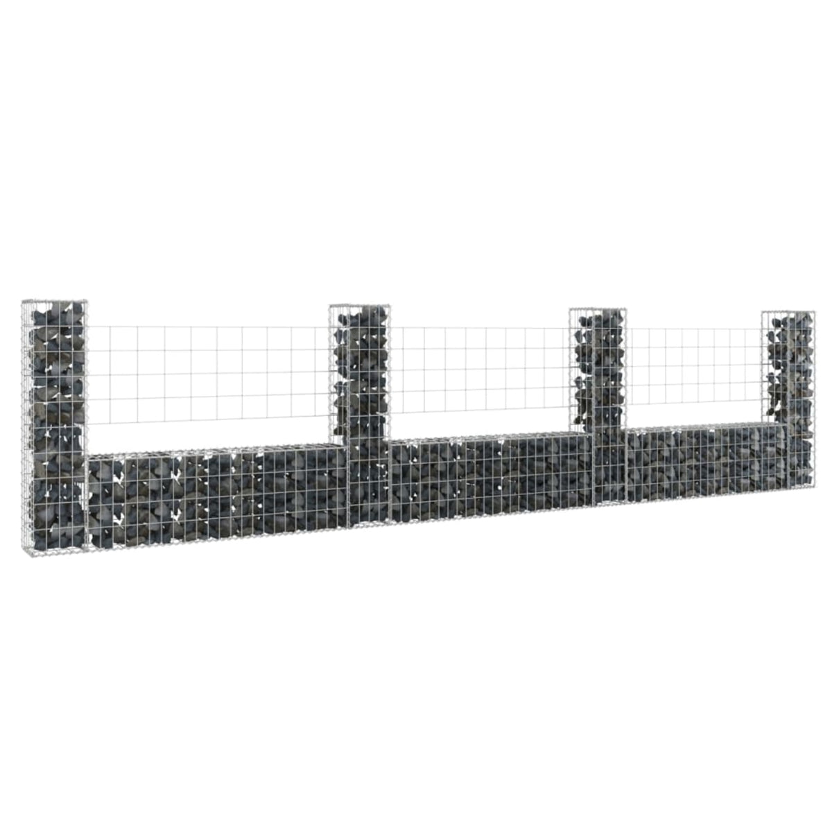 Vidaxl U-Shape Gabion Basket With 4 Posts Iron 149.6'X7.9'X39.4'
