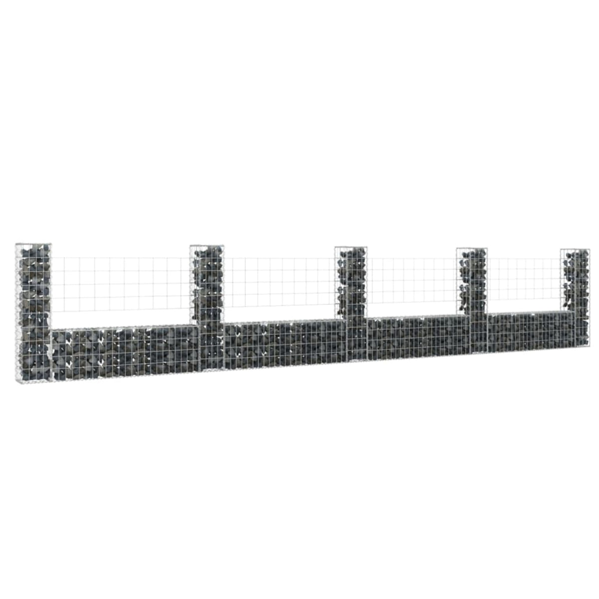 Vidaxl U-Shape Gabion Basket With 5 Posts Iron 196.9'X7.9'X39.4'