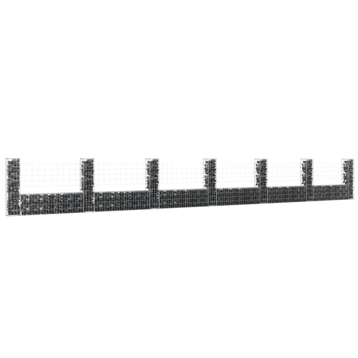 Vidaxl U-Shape Gabion Basket With 7 Posts Iron 291.3'X7.9'X39.4'