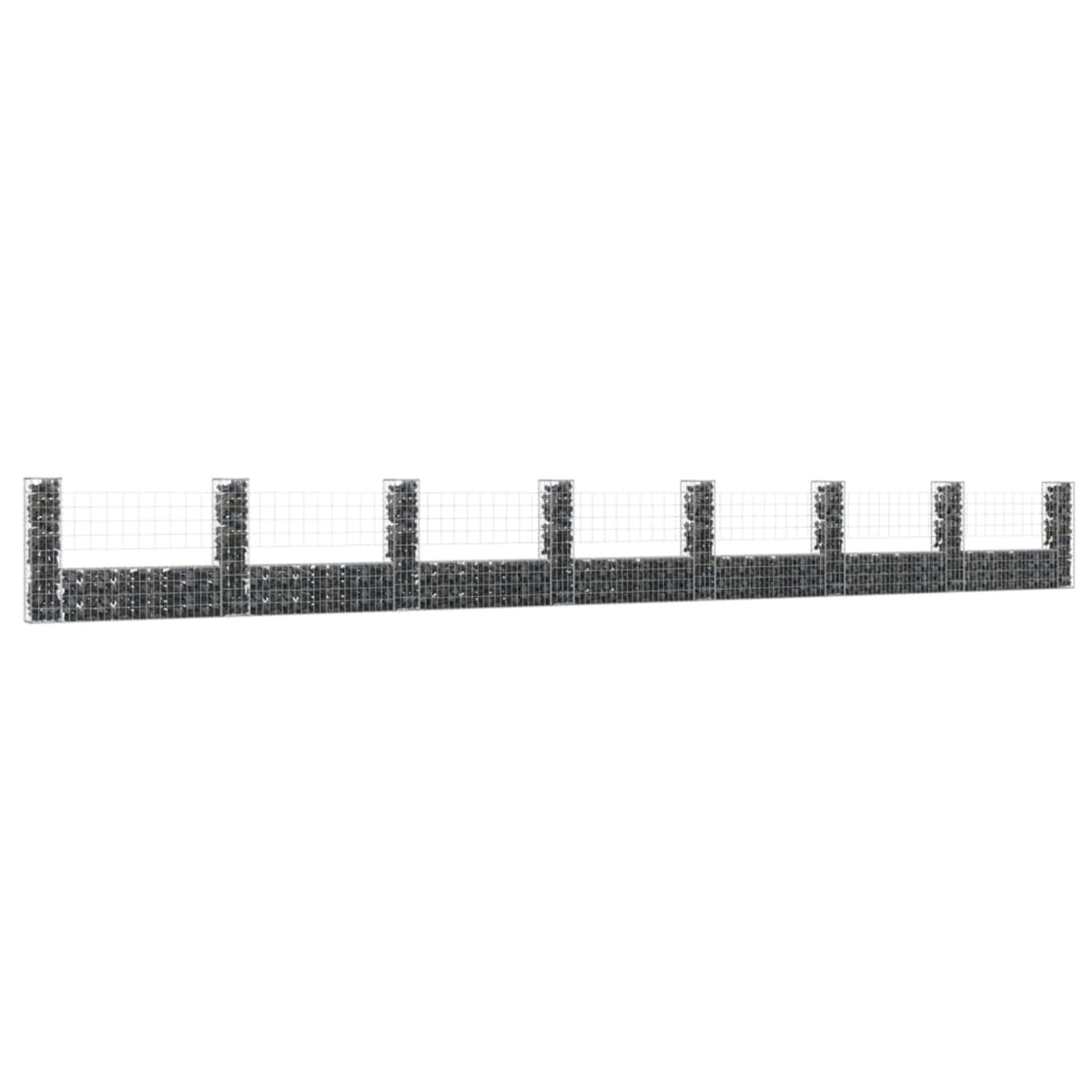 Vidaxl U-Shape Gabion Basket With 8 Posts Iron 338.6'X7.9'X39.4'
