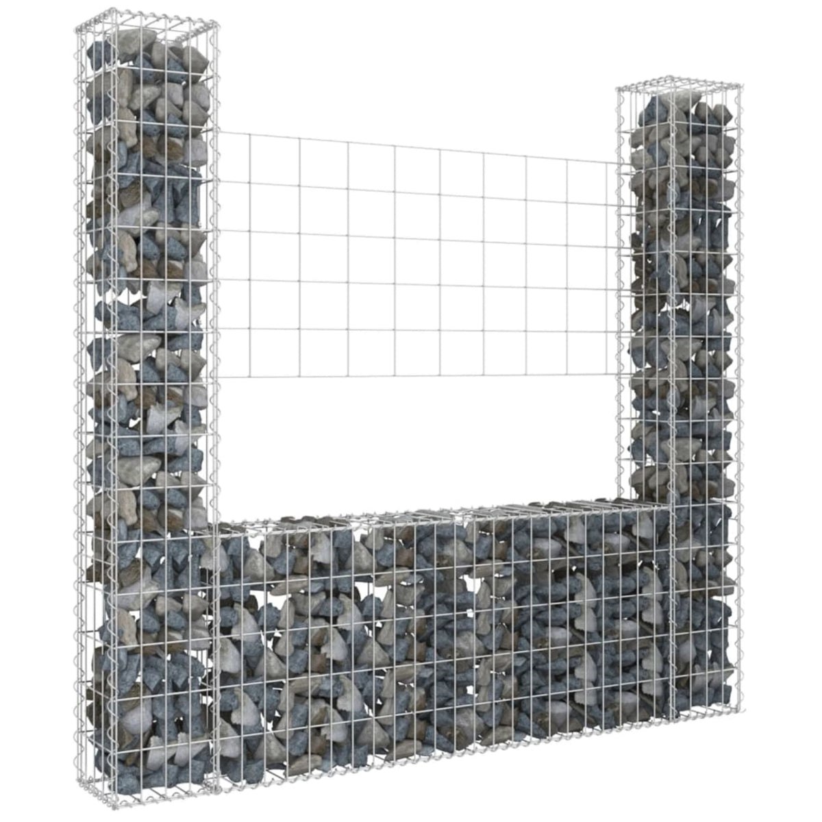 Vidaxl U-Shape Gabion Basket With 2 Posts Iron 55.1'X7.9'X59.1'