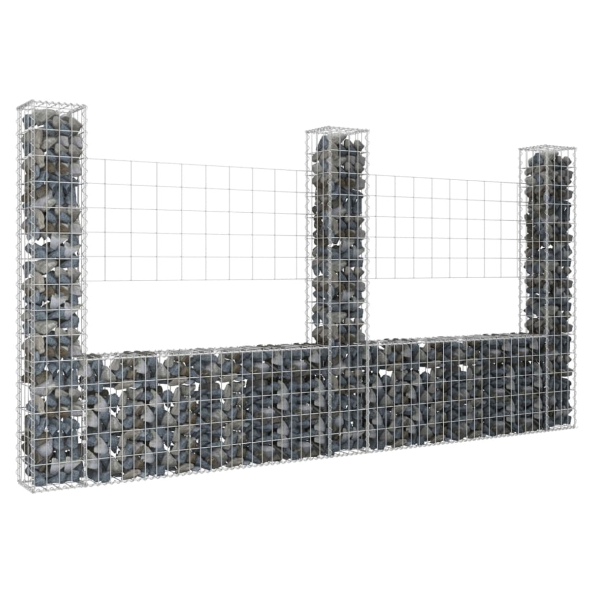 Vidaxl U-Shape Gabion Basket With 3 Posts Iron 102.4'X7.9'X59.1'