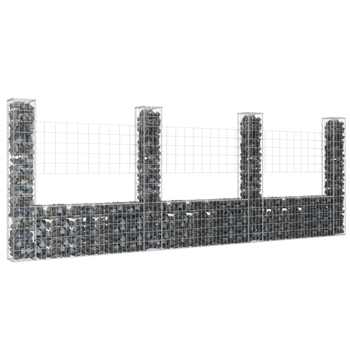 Vidaxl U-Shape Gabion Basket With 4 Posts Iron 149.6'X7.9'X59.1'