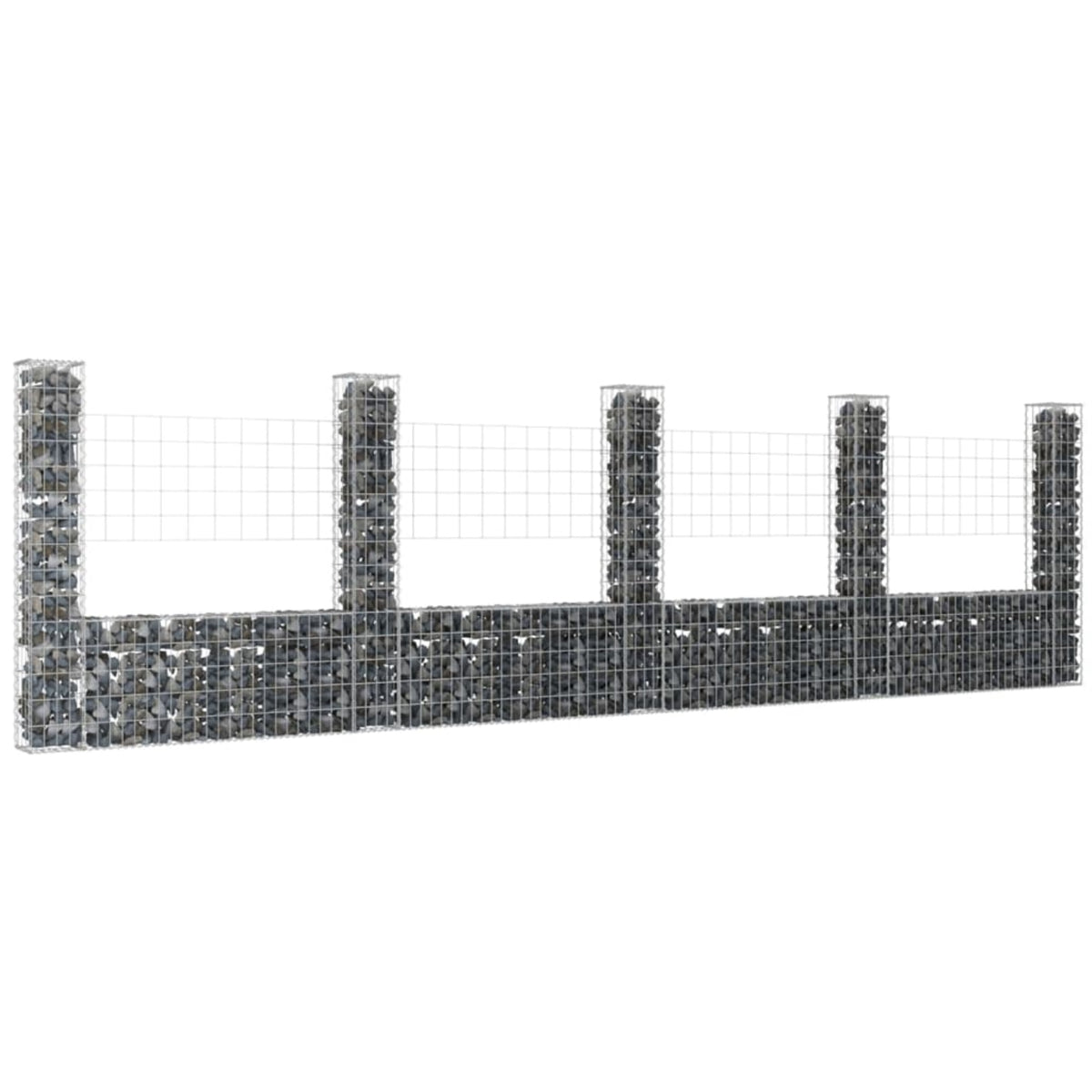 Vidaxl U-Shape Gabion Basket With 5 Posts Iron 196.9'X7.9'X59.1'