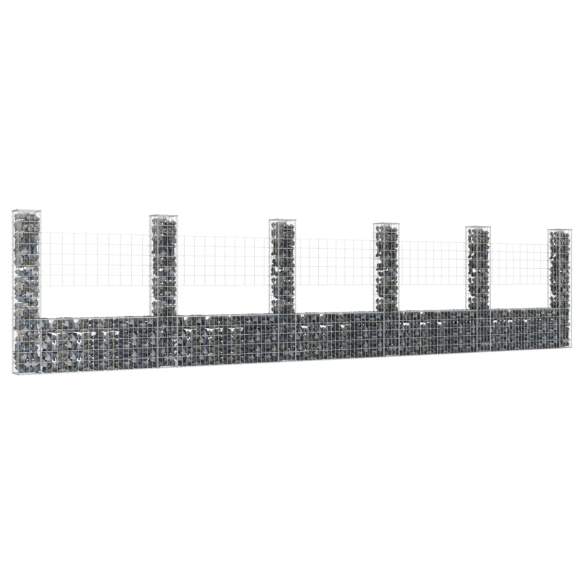Vidaxl U-Shape Gabion Basket With 6 Posts Iron 244.1'X7.9'X59.1'