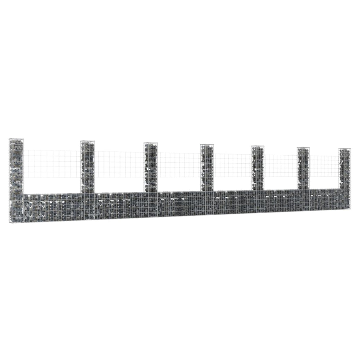 Vidaxl U-Shape Gabion Basket With 7 Posts Iron 291.3'X7.9'X59.1'