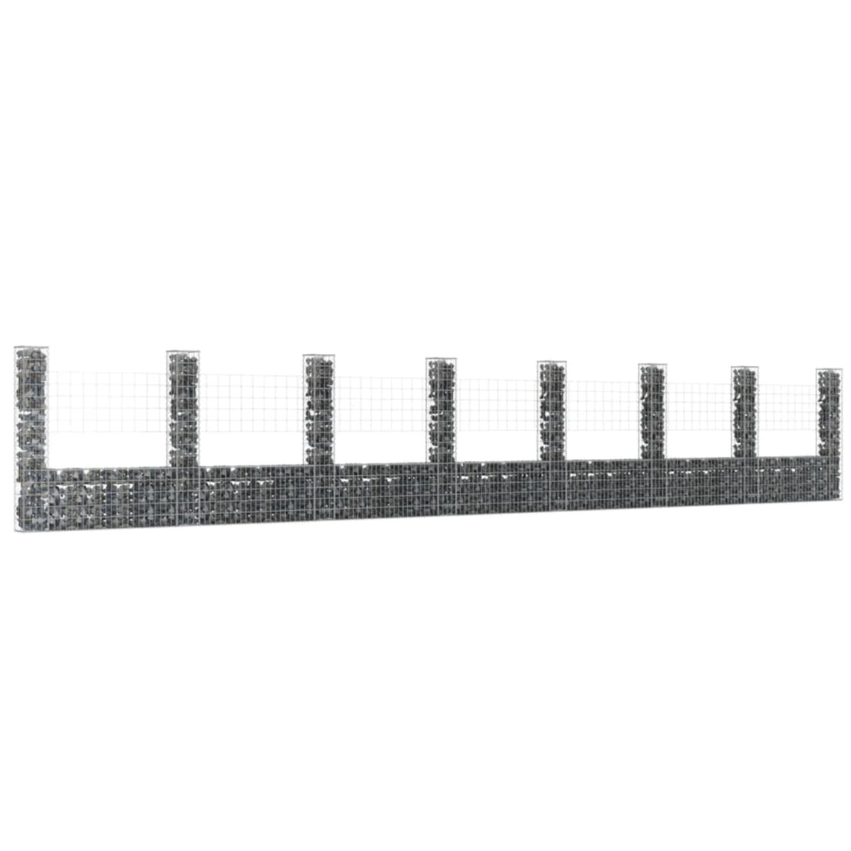 Vidaxl U-Shape Gabion Basket With 8 Posts Iron 338.6'X7.9'X59.1'