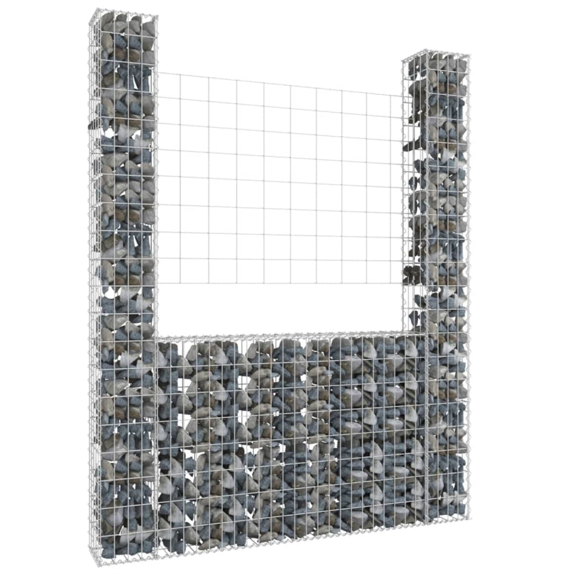 Vidaxl U-Shape Gabion Basket With 2 Posts Iron 55.1'X7.9'X78.7'