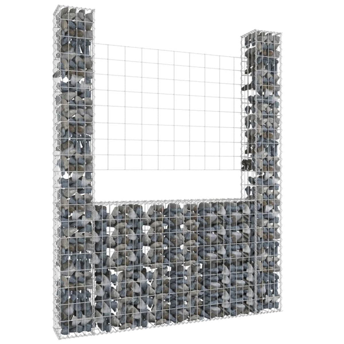 Vidaxl U-Shape Gabion Basket With 2 Posts Iron 55.1'X7.9'X78.7'