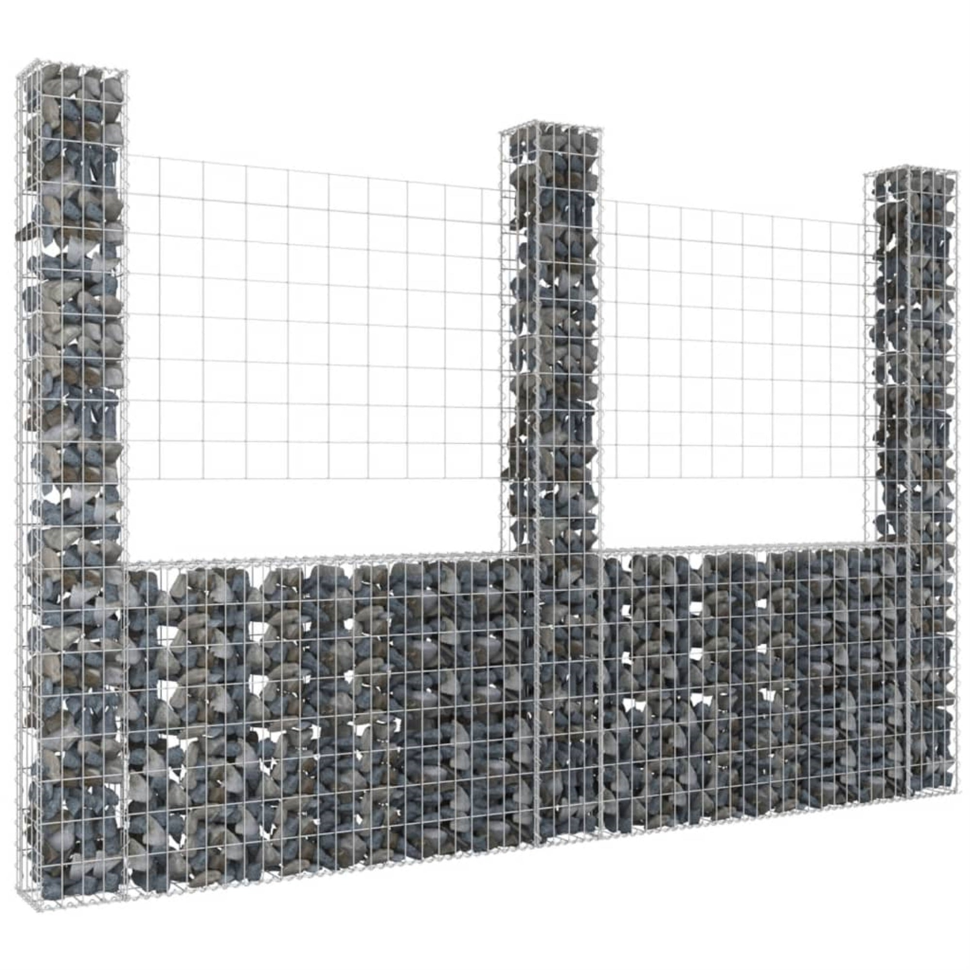 Vidaxl U-Shape Gabion Basket With 3 Posts Iron 102.4'X7.9'X78.7'