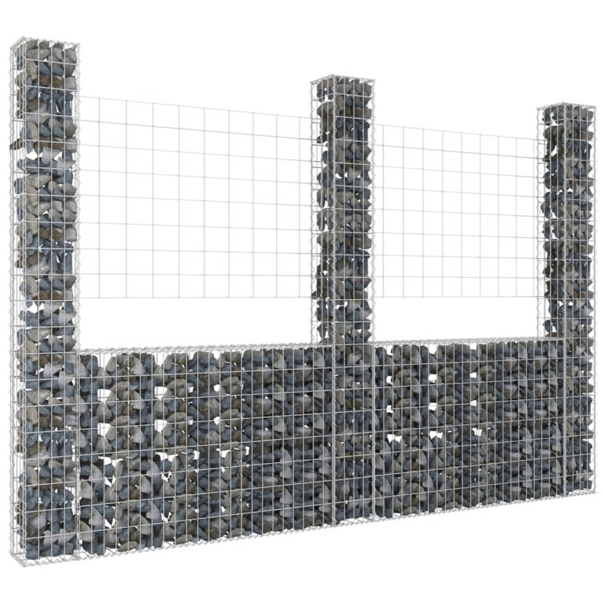Vidaxl U-Shape Gabion Basket With 3 Posts Iron 102.4'X7.9'X78.7'