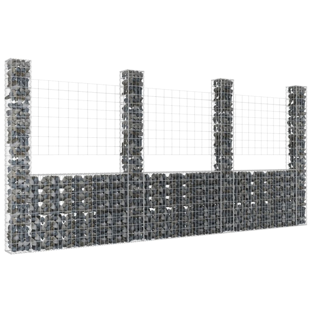 Vidaxl U-Shape Gabion Basket With 4 Posts Iron 149.6'X7.9'X78.7'