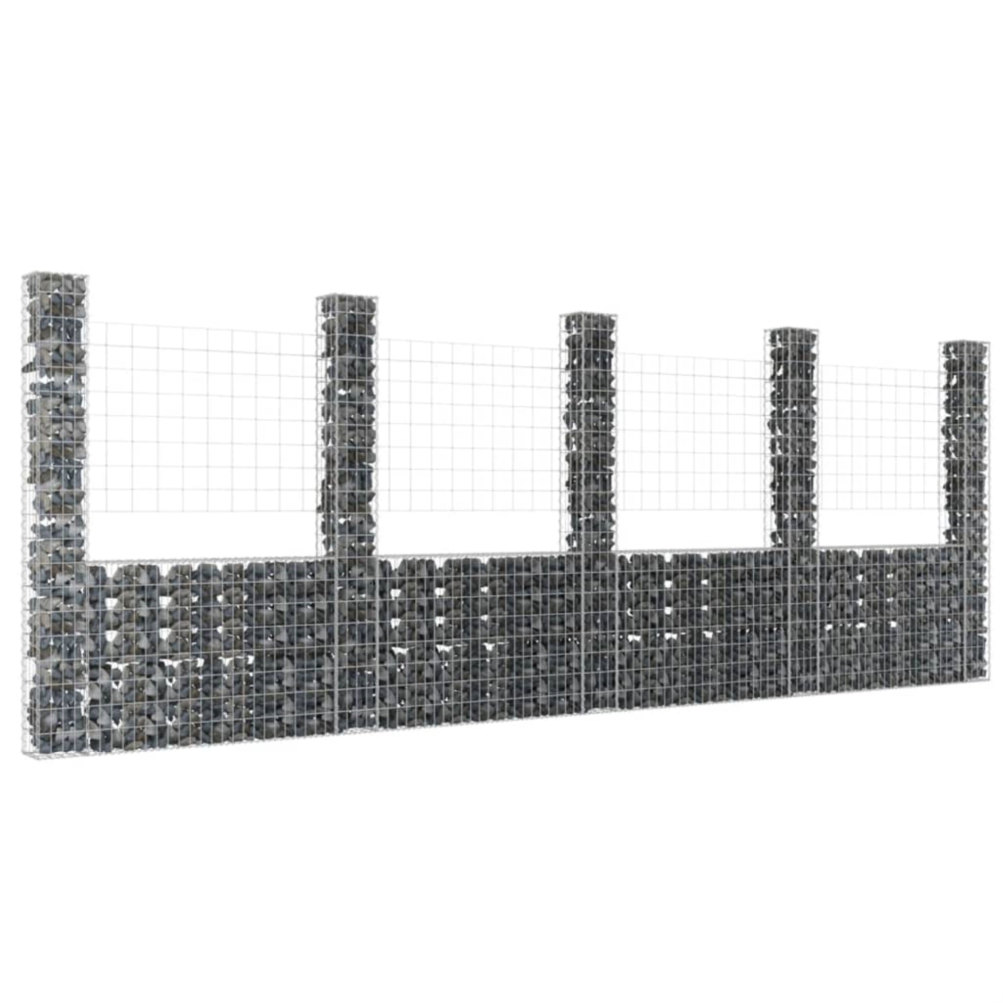 Vidaxl U-Shape Gabion Basket With 5 Posts Iron 196.9'X7.9'X78.7'