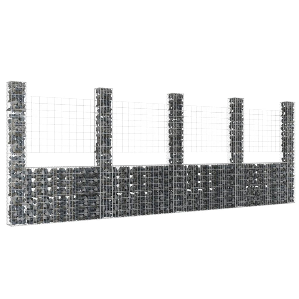 Vidaxl U-Shape Gabion Basket With 5 Posts Iron 196.9'X7.9'X78.7'