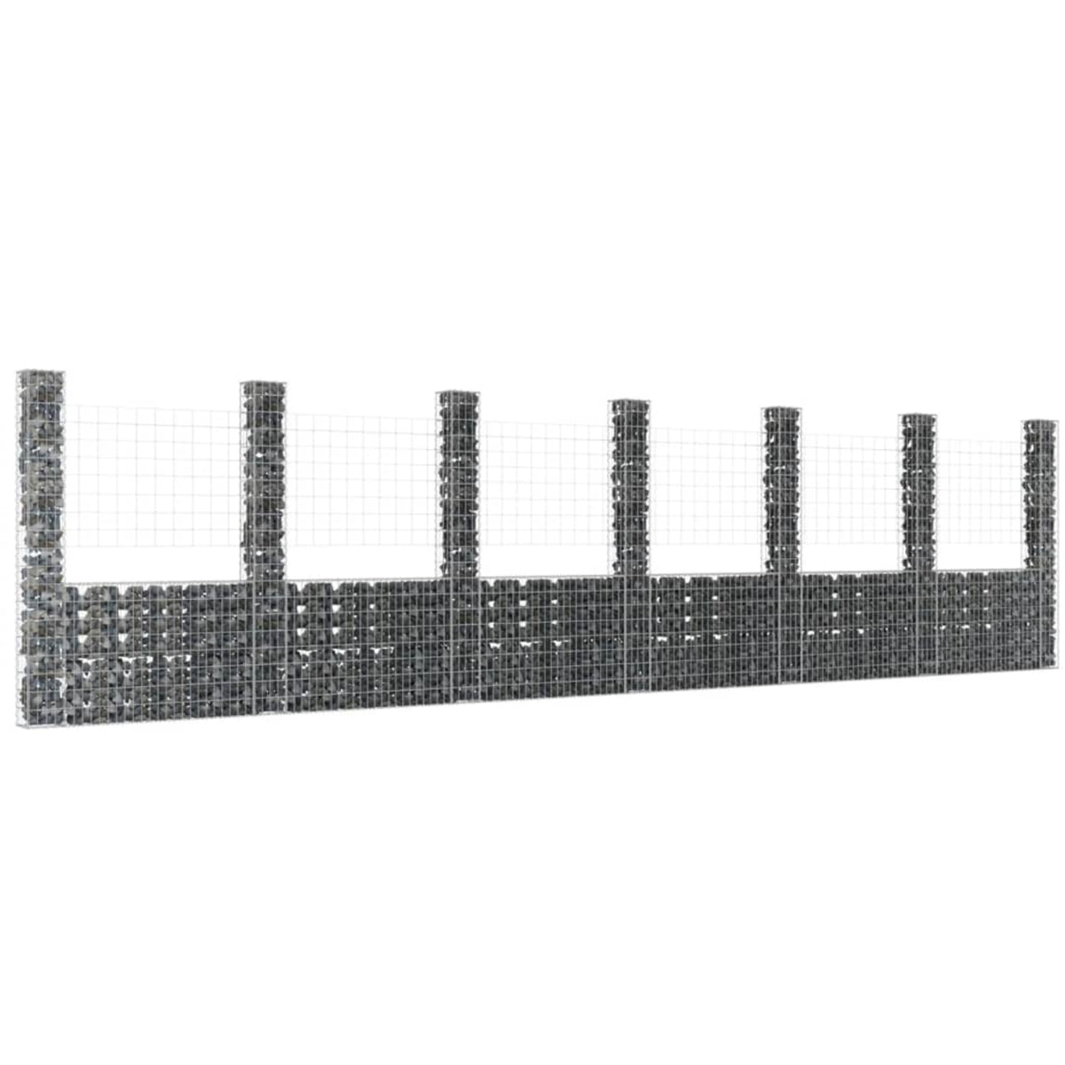 Vidaxl U-Shape Gabion Basket With 7 Posts Iron 291.3'X7.9'X78.7'
