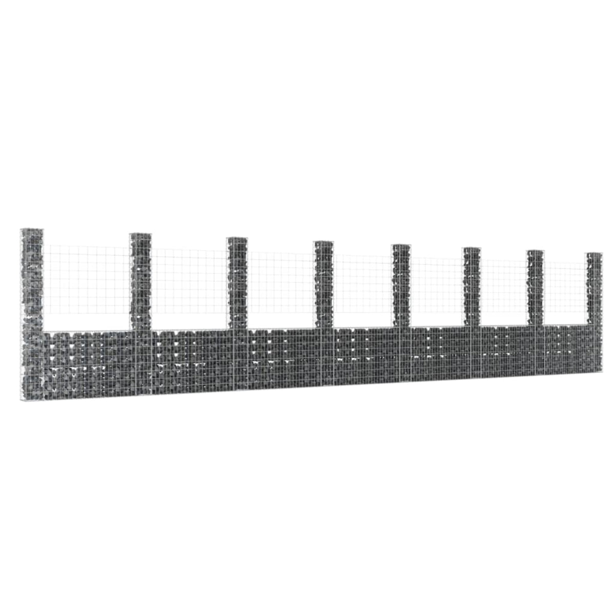 Vidaxl U-Shape Gabion Basket With 8 Posts Iron 338.6'X7.9'X78.7'