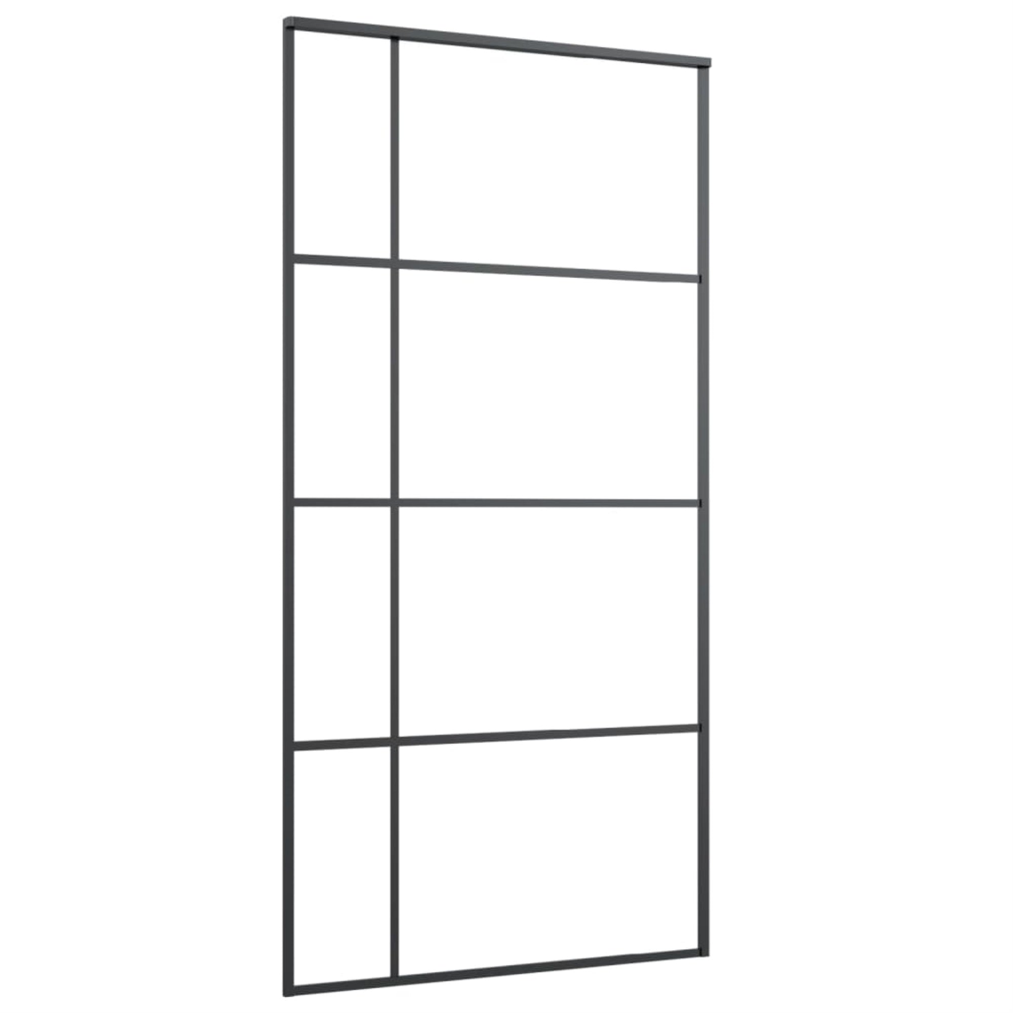 vidaXL Sliding Door Frosted ESG Glass and Aluminum 40.4″x80.7″ Black