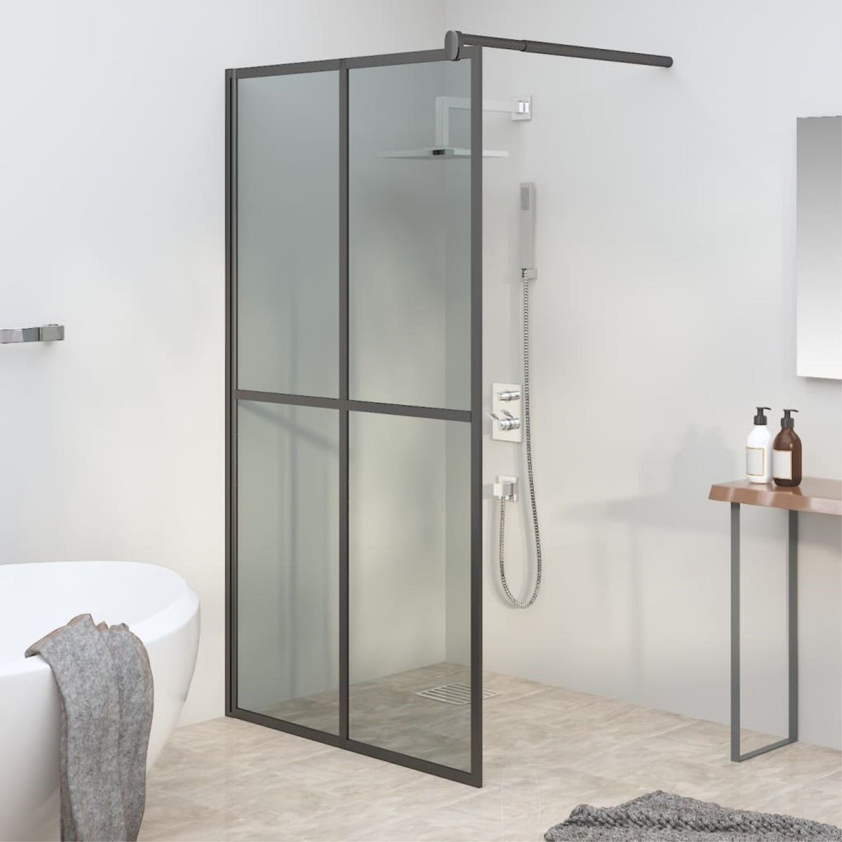 Vidaxl Walk-In Shower Screen 39.4'X76.8' Dark Tempered Glass