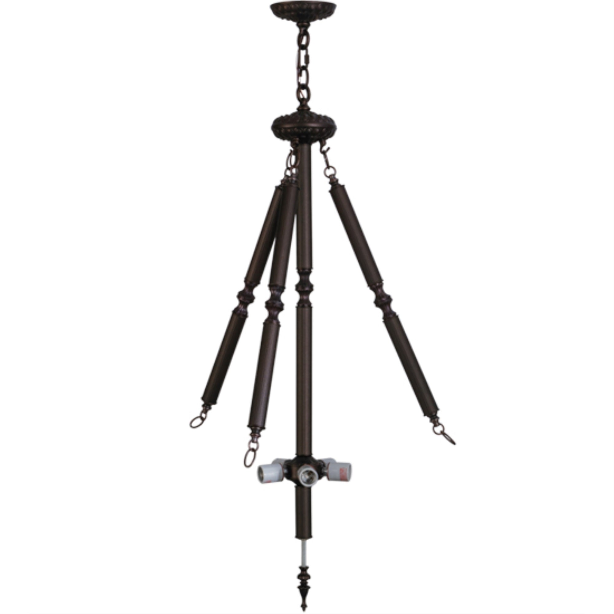 22'W Mahogany Bronze 5 Lt Inverted Pendant Hardware