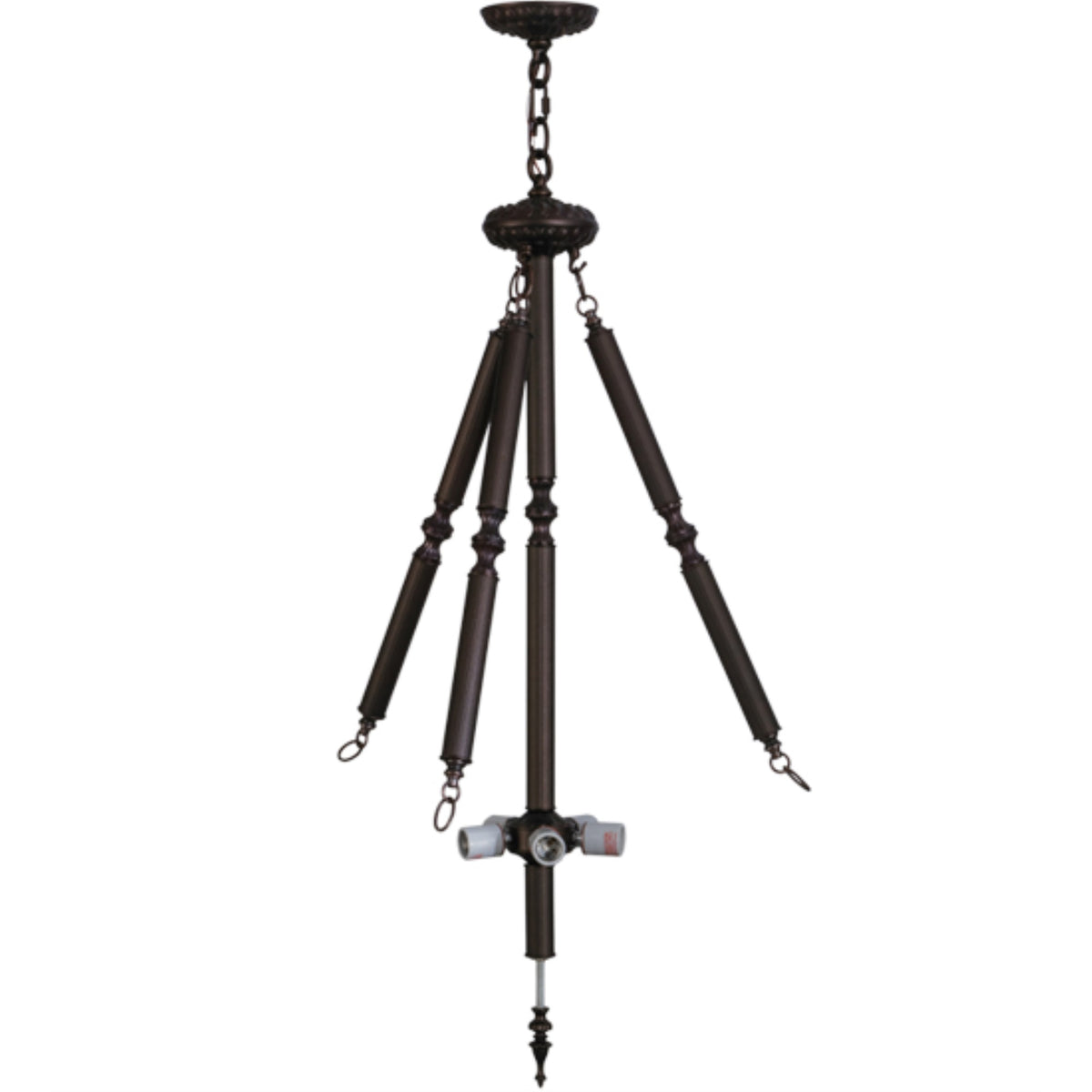 22'W Mahogany Bronze 5 Lt Inverted Pendant Hardware