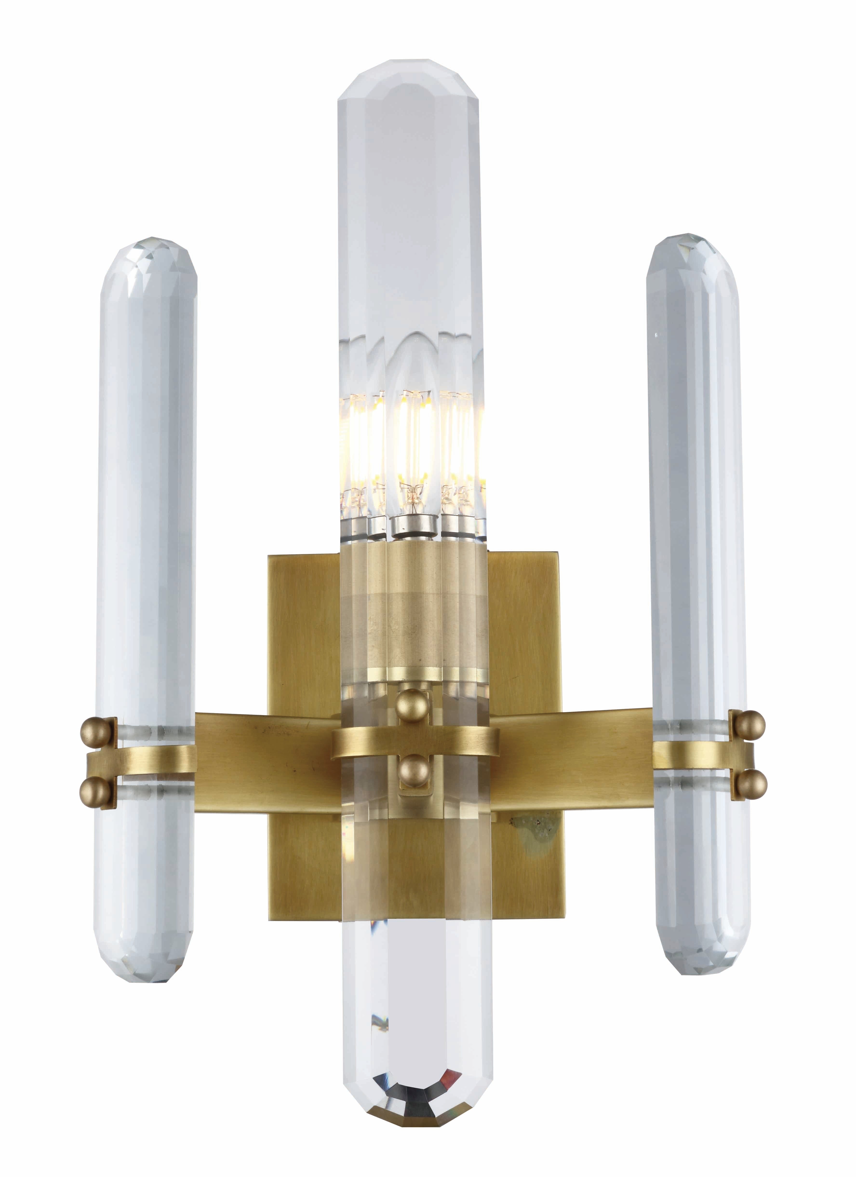 Lincoln 1 Light Burnished Brass Wall Sconce Clear Royal Cut Crystal