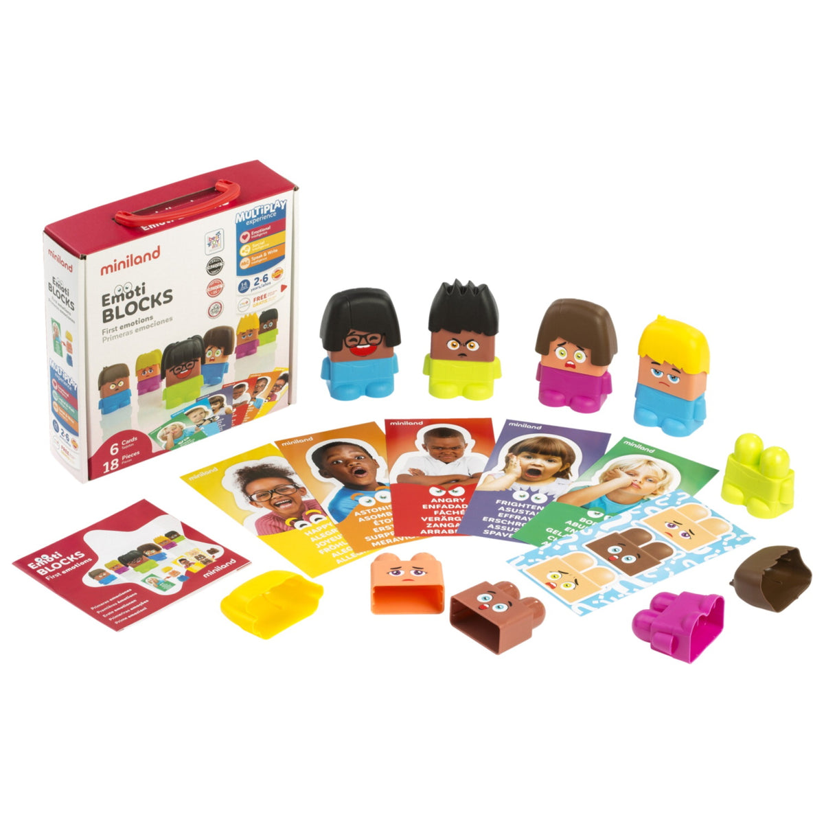 Miniland Emotiblocks Basic Emotions Set, Set Of 18