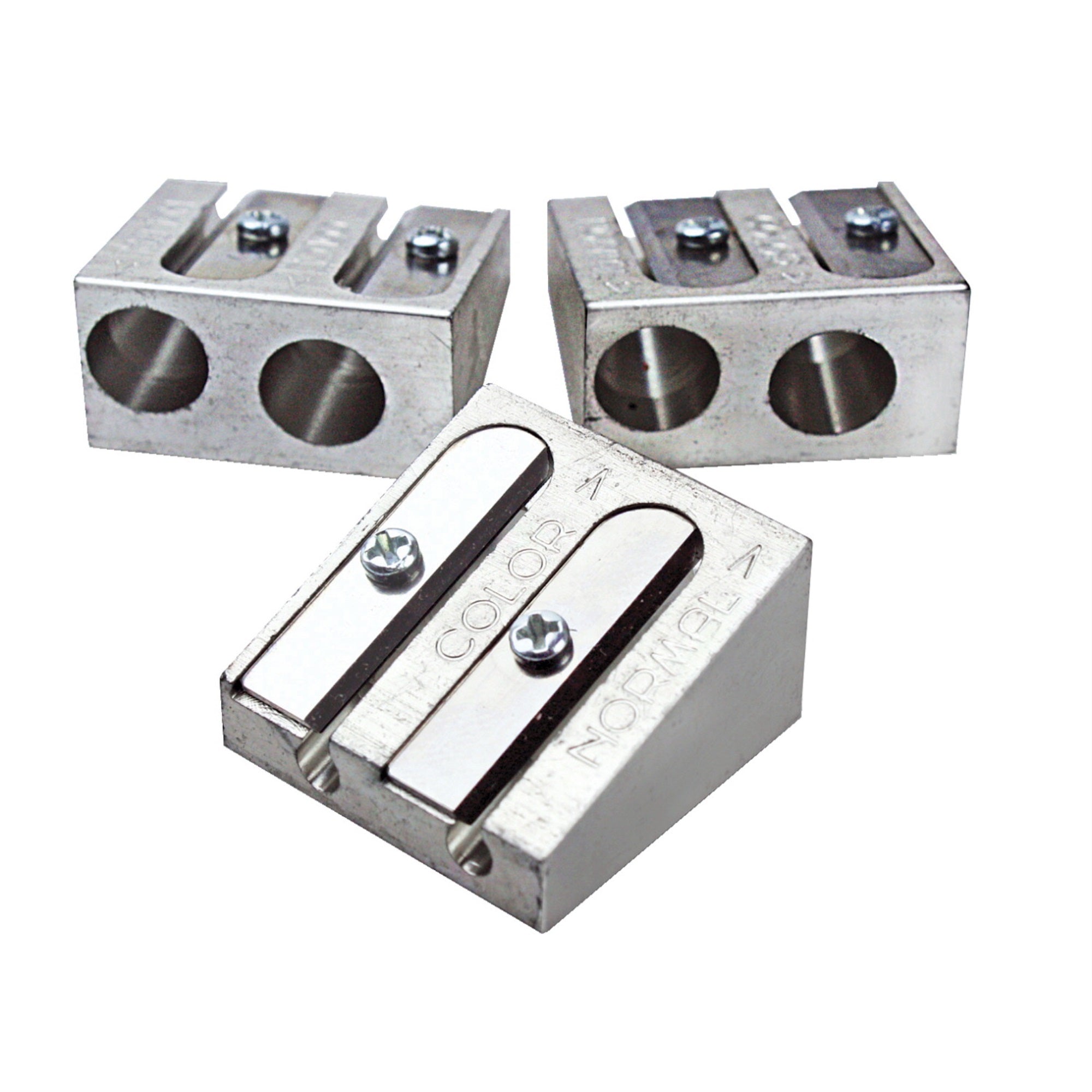 The Pencil Grip Inc Eisen All-Metal 2-Hole Standard And Colored Pencil Sharpener, 1/2 X 1 X 1 Inches, Silver