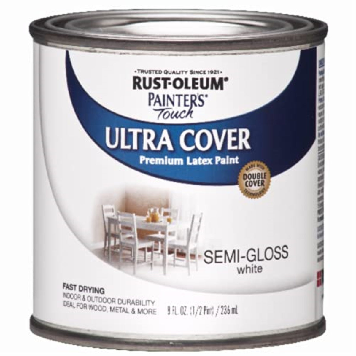 1534262 Ultra Cvr Pnt Wt Sg .5Pt Rust-Oleum Painters Touch Ultra Cover Semi-Gloss White Water-Based Ultra Cover Paint Exterior A