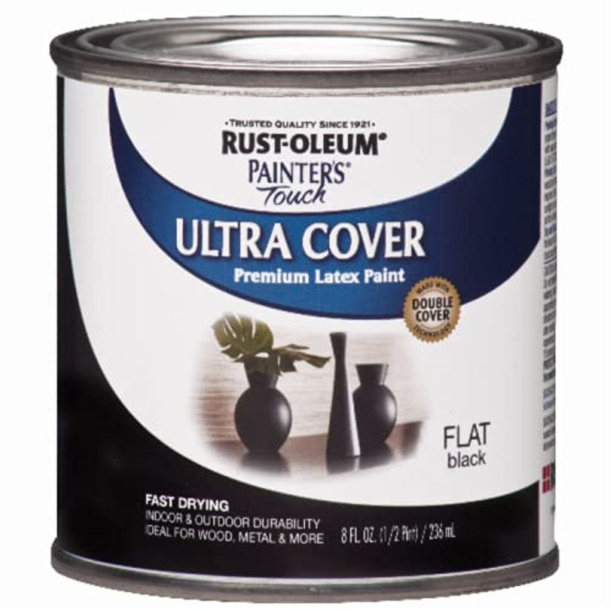 1534411 Ultra Cvr Pnt Blk 0.5Pt Rust-Oleum Painters Touch Ultra Cover Flat Black Water-Based Ultra Cover Paint Exterior And Inte