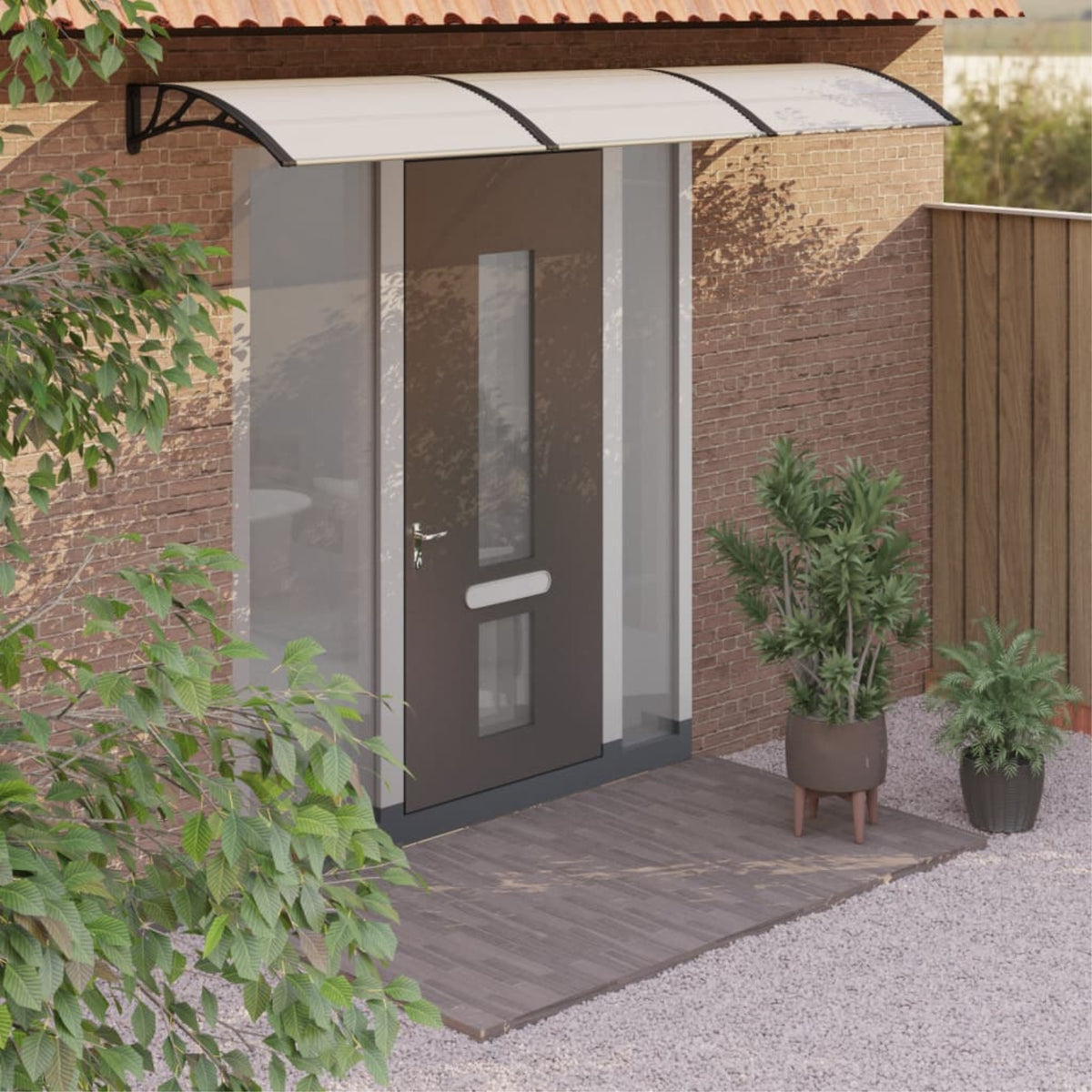 Vidaxl Door Canopy Black And Transparent 118.1'X31.5' Polycarbonate
