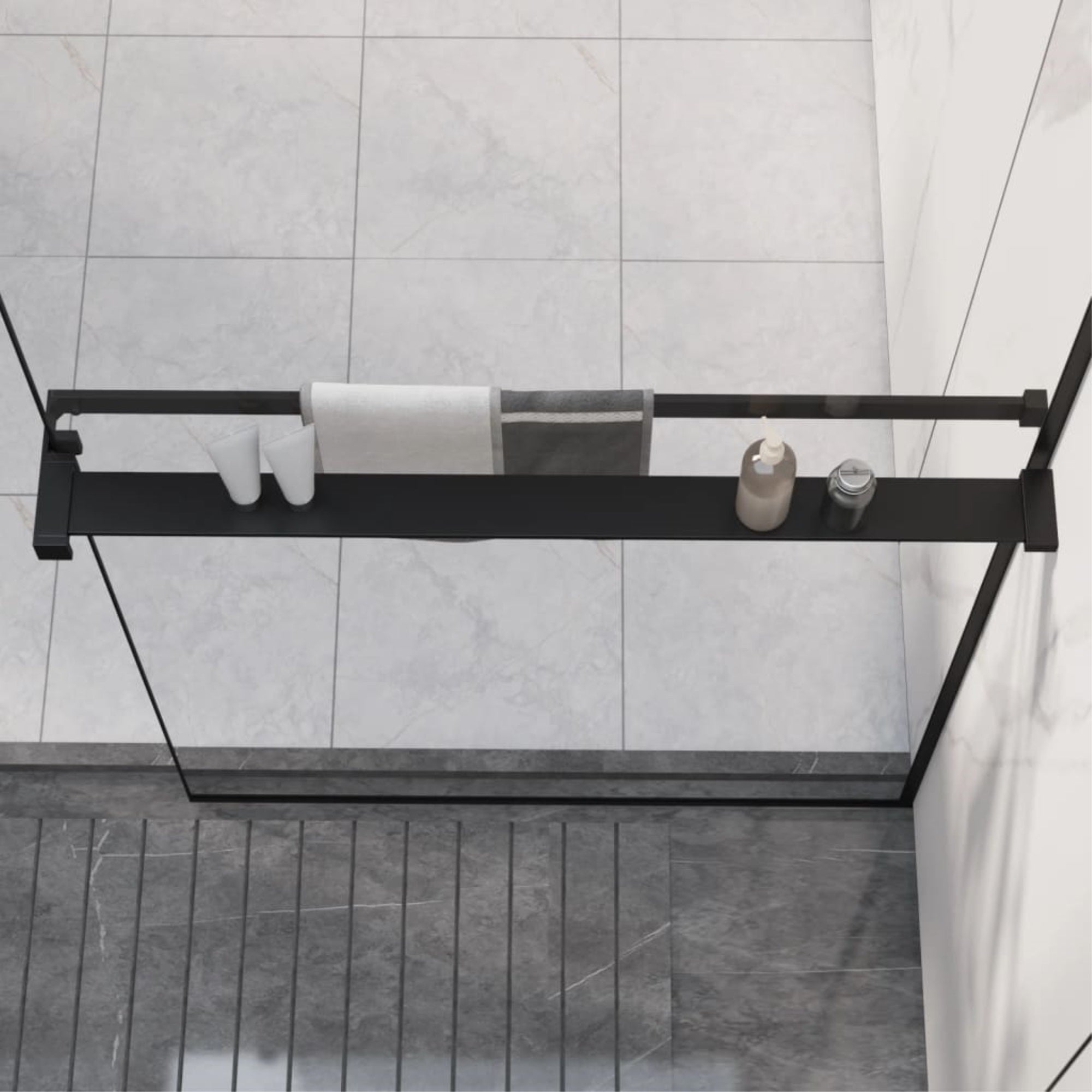 Vidaxl Shower Shelf For Walk-In Shower Wall Black 31.5' Aluminum