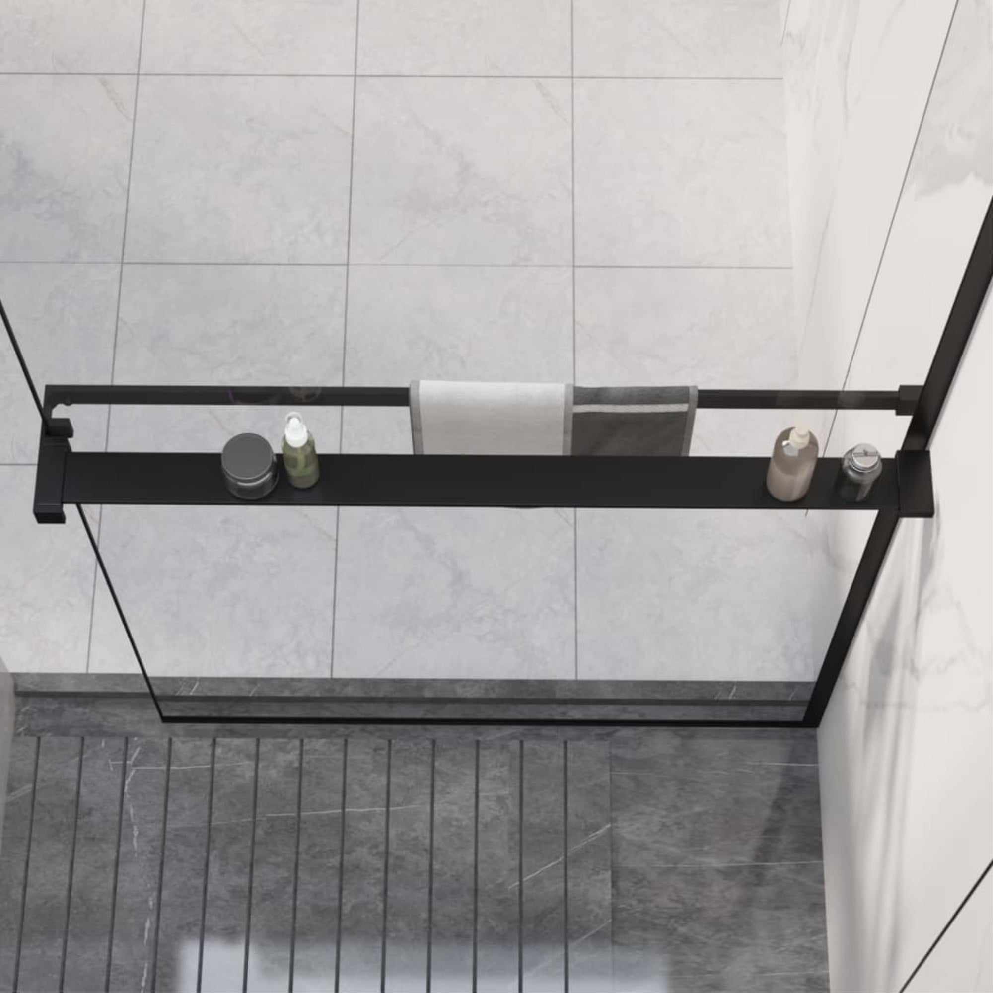 Vidaxl Shower Shelf For Walk-In Shower Wall Black 35.4' Aluminum