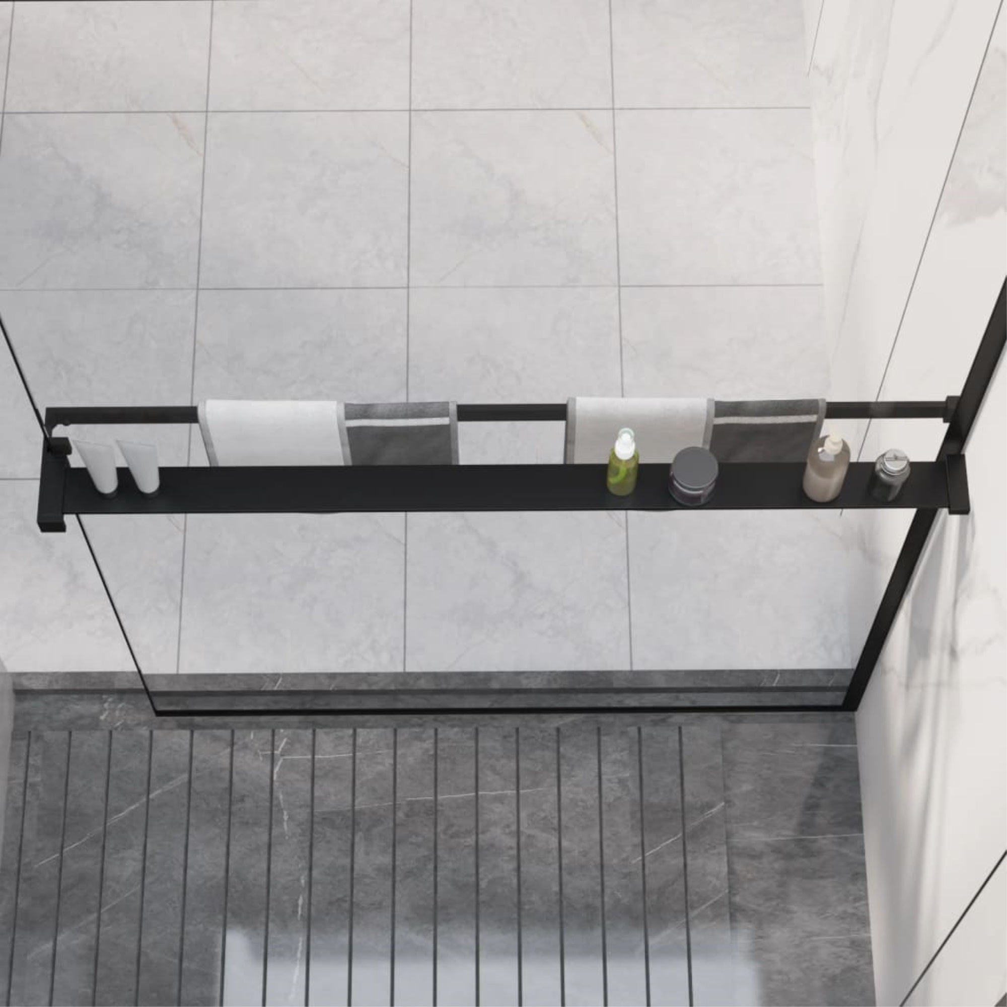 Vidaxl Shower Shelf For Walk-In Shower Wall Black 39.4' Aluminum