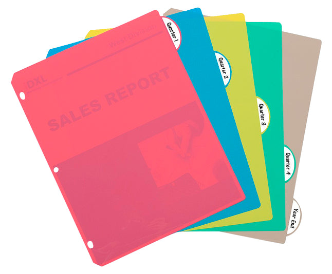 C-Line 5-Tab Poly Binder Index Dividers, Assorted Colors, Set Of 5