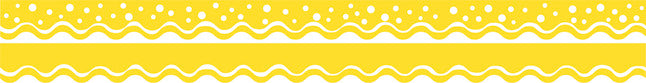 Barker Creek Happy Double-Sided Scalloped Edge Trim, 36 X 2-1/4 In, Lemon Yellow, Pack Of 13