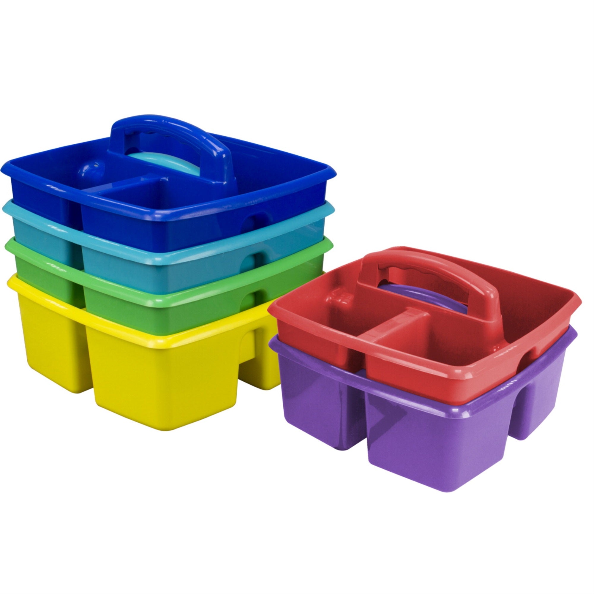 Storex Supplies Caddy Storage Tub, 3 Compartments, Assorted Colors