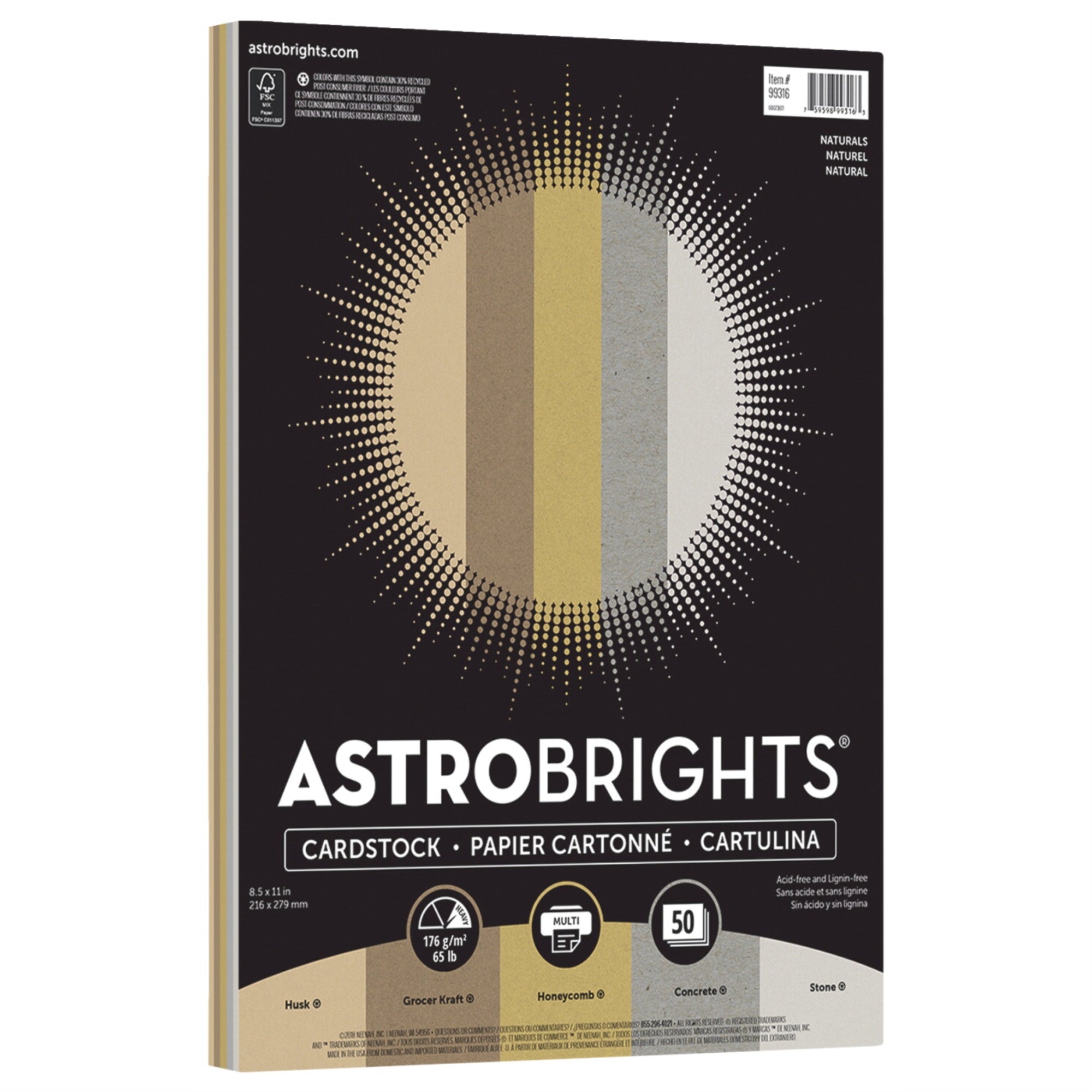 Astrobrights Cardstock, 8-1/2 X 11 Inches, Assorted Naturals, 50 Sheets