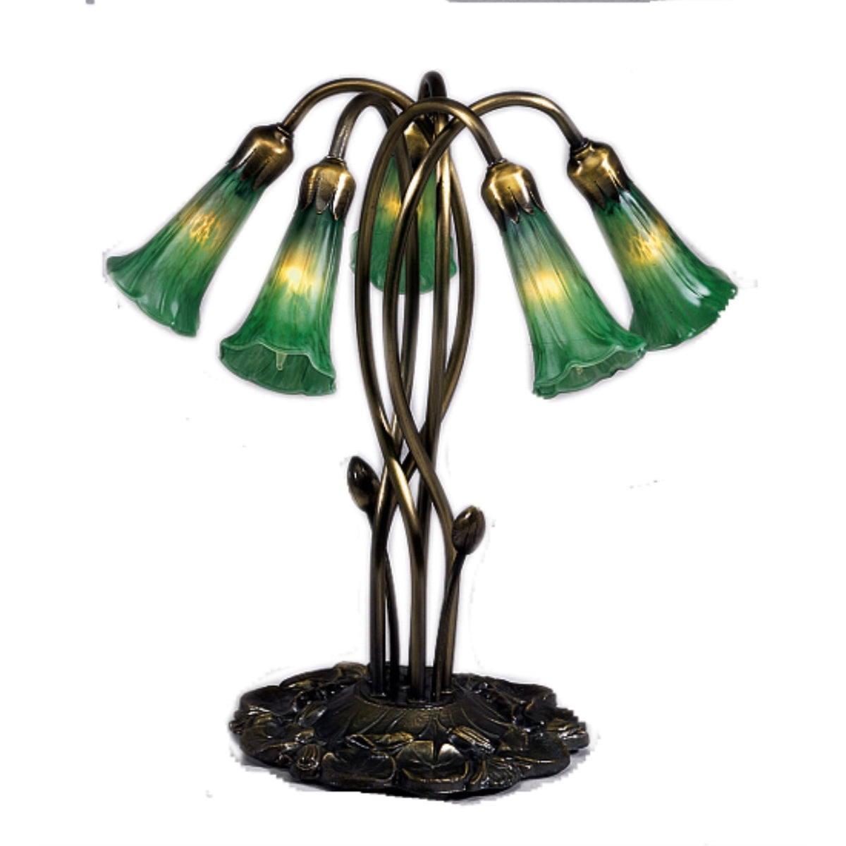 16.5'H Green Pond Lily 5 Lt Accent Lamp