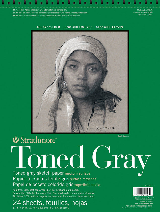 Strathmore 400 Series Toned Gray Pad, 11 X 14 In, 24 Sheets