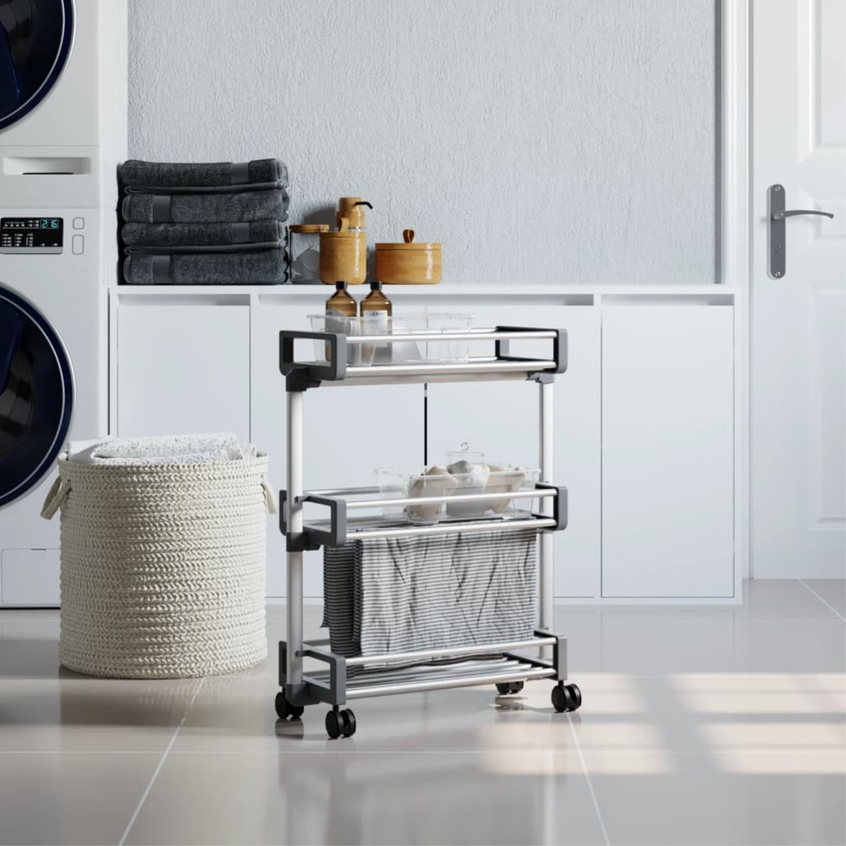 Vidaxl Storage Trolley 23.2'X7.9'X29.5' Aluminum