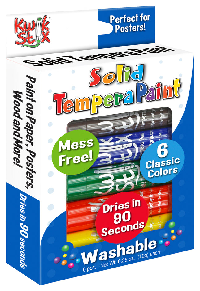 The Pencil Grip Kwik Stix Solid Tempera Paint, Assorted Colors, Set Of 6