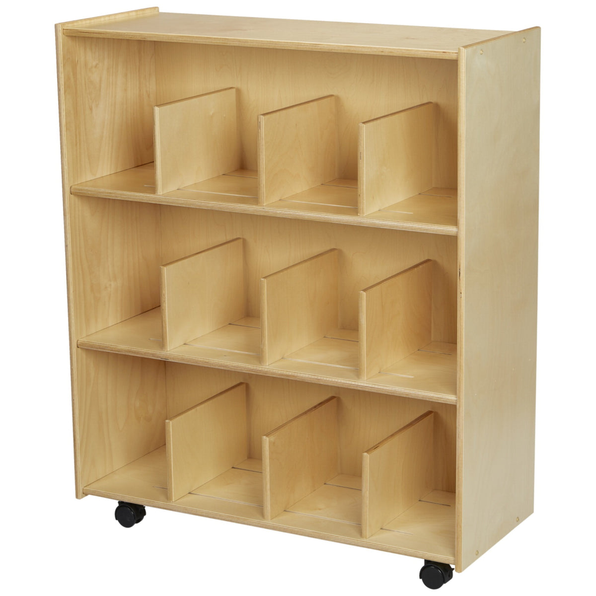 Childcraft Mobile Open Shelving Units With Adjustable Dividers, 35-3/4 X 14-1/4 X 42 Inches