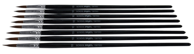 School Smart Long Handle Round Watercolor Brush, Size 10, Pack Of 12