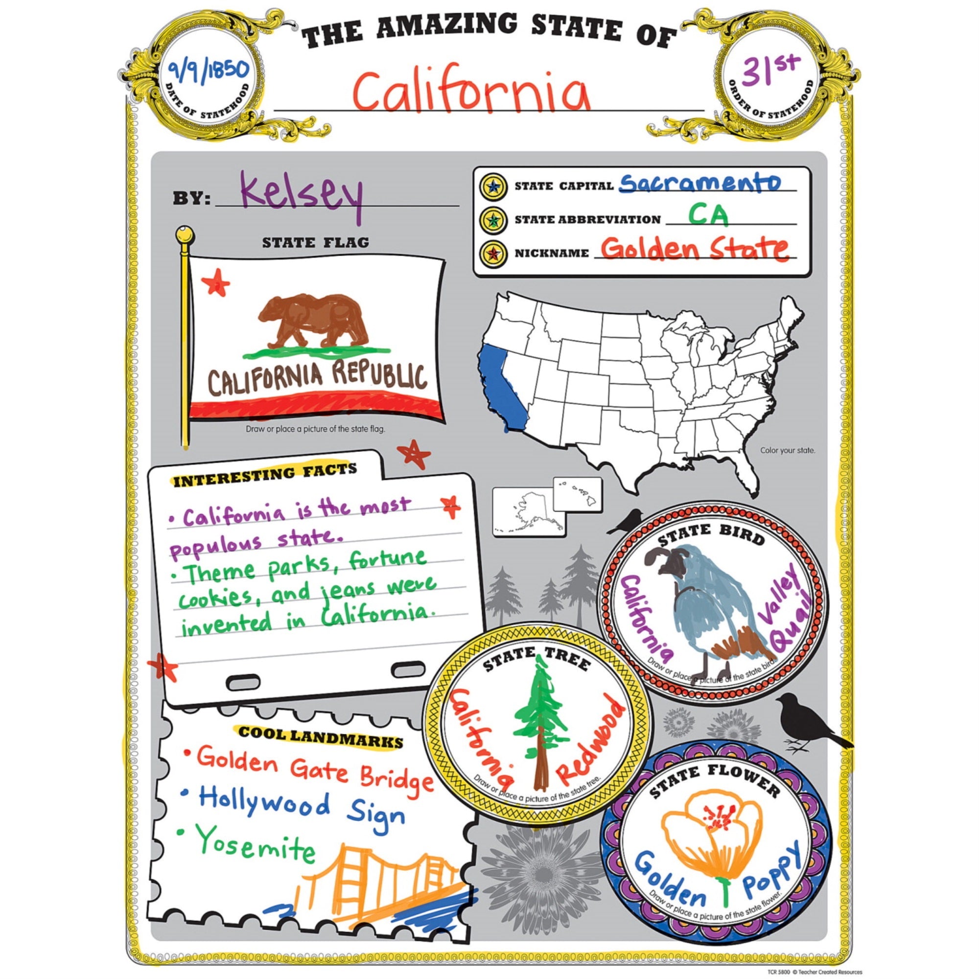 Teacher Created Resources Amazing State Poster Pack, 32 Sheets