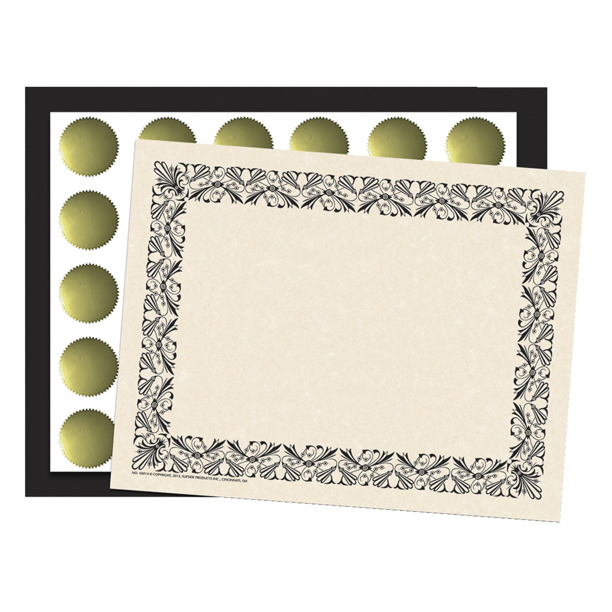 Haye'S Art Deco Certificate Set With 50 Bordered Papers, 30 Folder And 30 Seals, Black