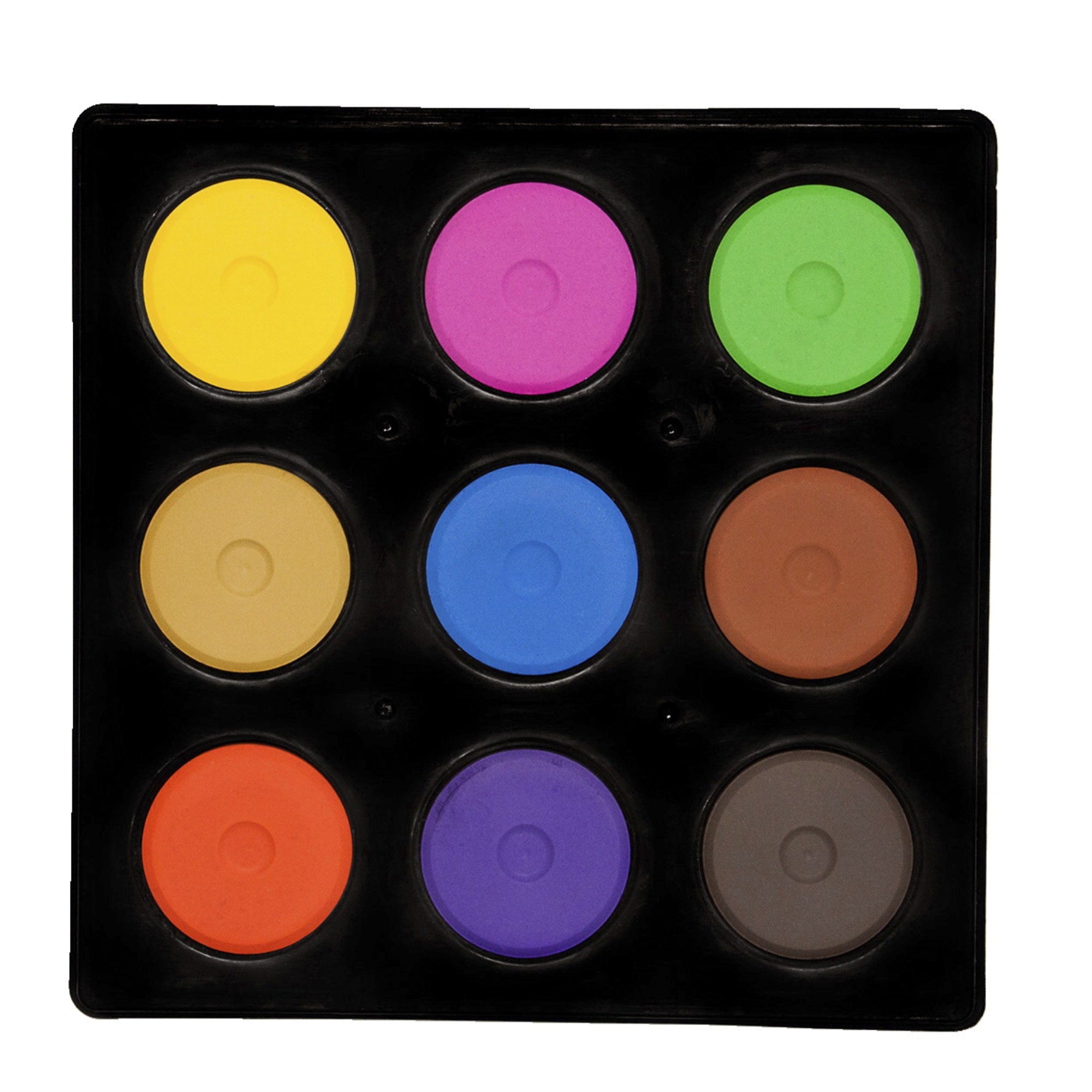 Jack Richeson Secondary Mini Tempera Cakes With Tray, Assorted Brilliant Colors, Set Of 9