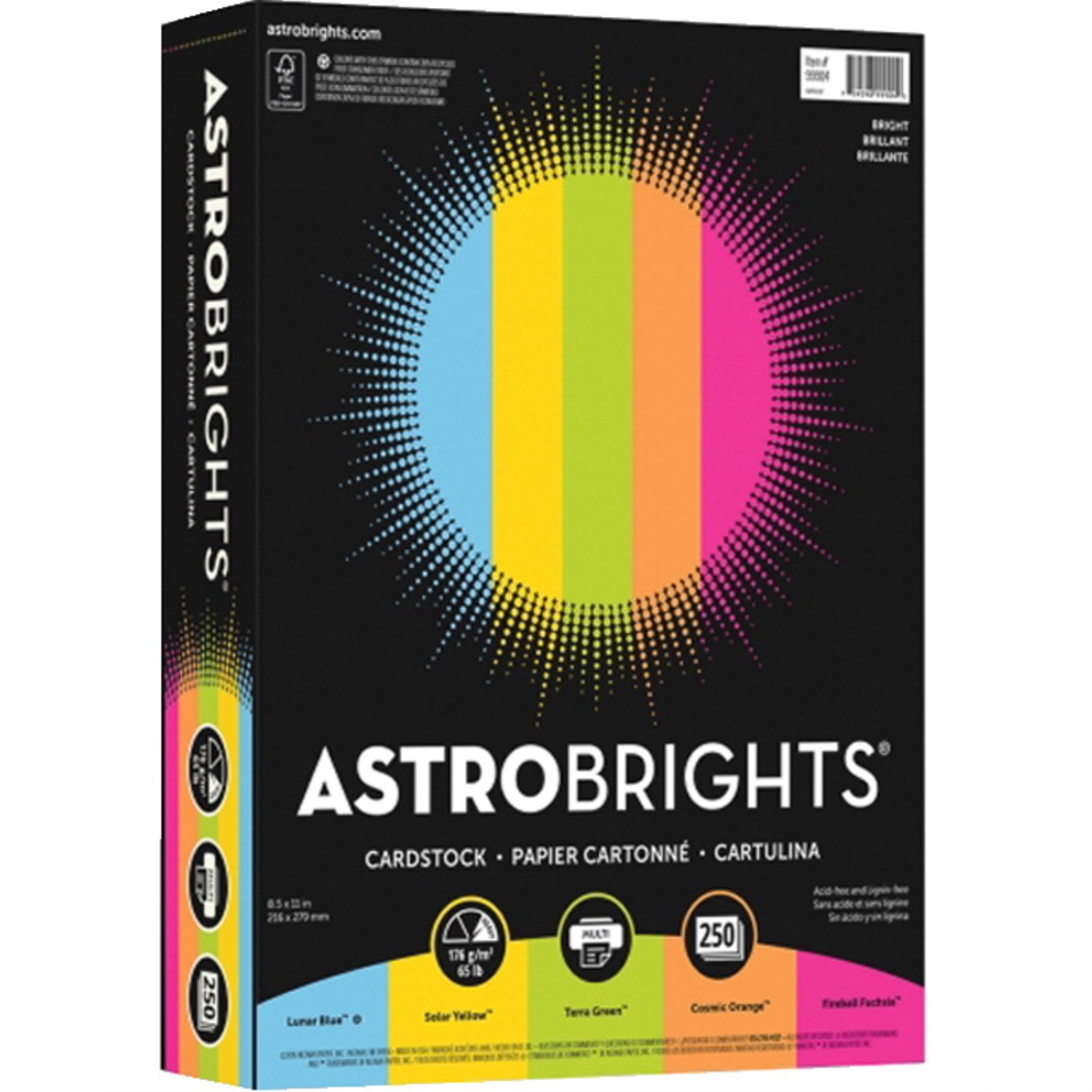 Astrobrights Cardstock, 8-1/2 X 11 Inches, Assorted Bright Colors, 250 Sheets
