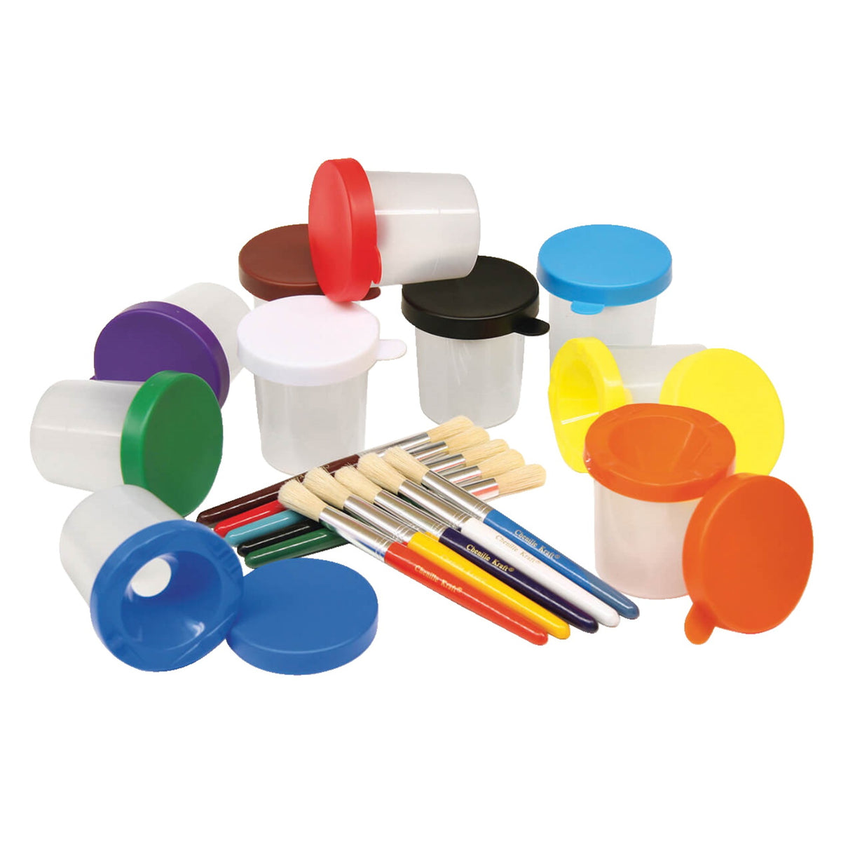 Creativity Street Paint Cups With Brushes, Set Of 20